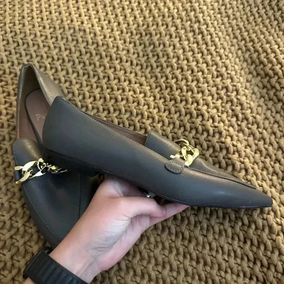 NIB Women's Linea Paolo Mabel-L Pointed Toe Loafer w/Goldtone Links Stone Sz 6.5 - Picture 4 of 11